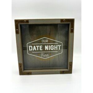 Our Date Night Fund Wooden Money Box – Decorative Glass Saving Bank Gift
